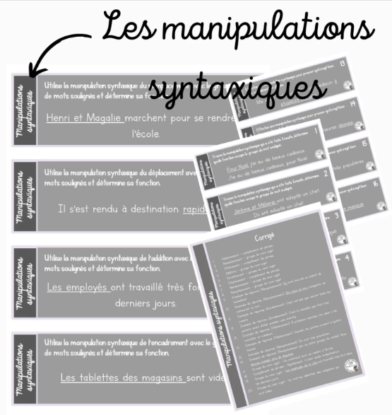 Français - Cartes à tâches - Les manipulations syntaxiques
