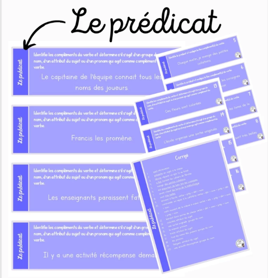 Français - Cartes à tâches - Le prédicat