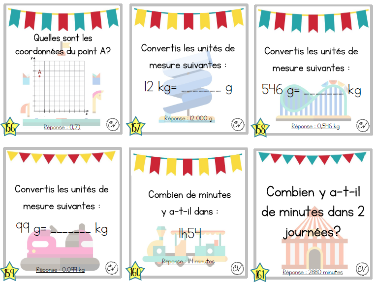 Mathématiques - Atelier/jeu - Révision complète (Parc d'attraction)
