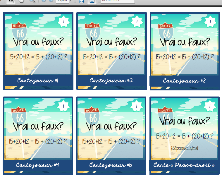 Mathématiques - Atelier/jeu - La route des propriétés d'opérations