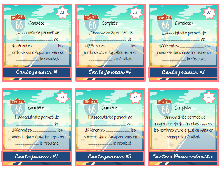 Mathématiques - Atelier/jeu - La route des propriétés d'opérations